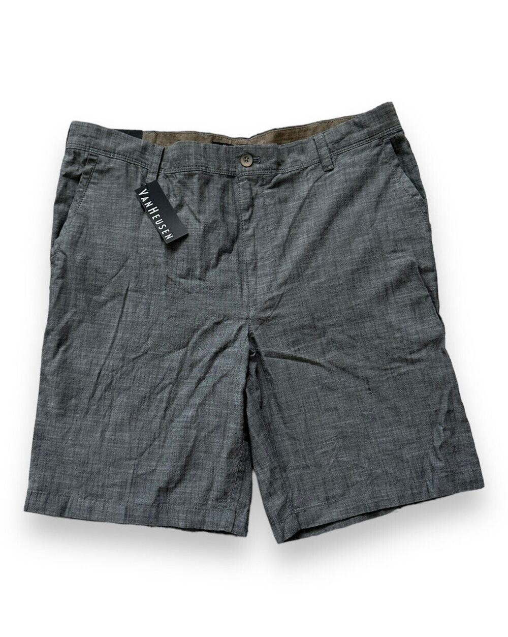 Van Heusen Men's Charcoal Gray Flat Front Shorts Size 38